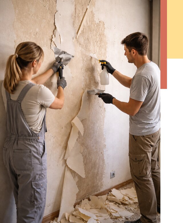 Снятие старых обоев в Воткинске от 5439 руб. под ключ недорого | ОТДЕЛОЧНИК-Втк