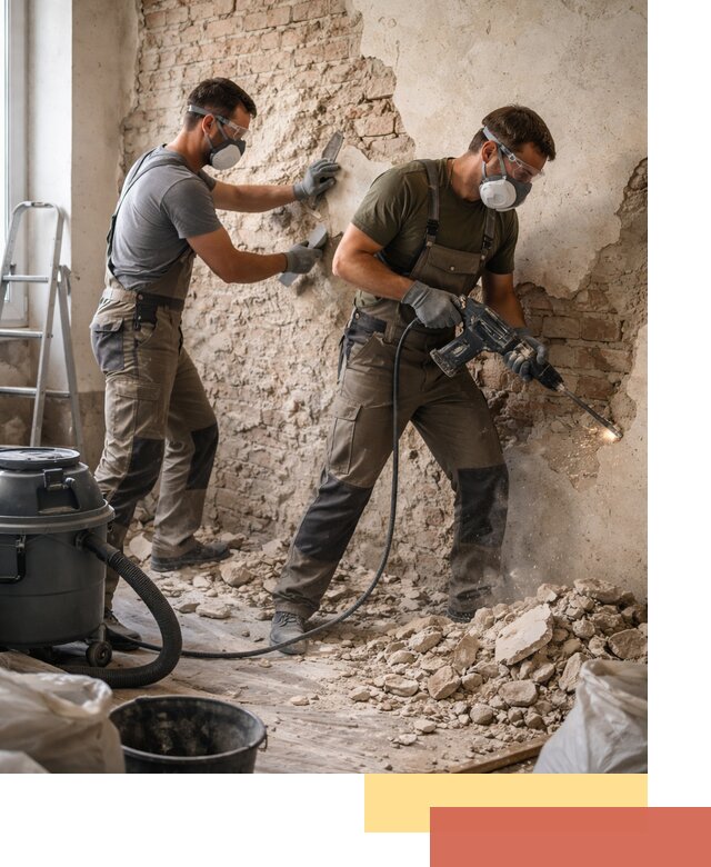 Демонтаж штукатурки со стен в Воткинске быстро и аккуратно