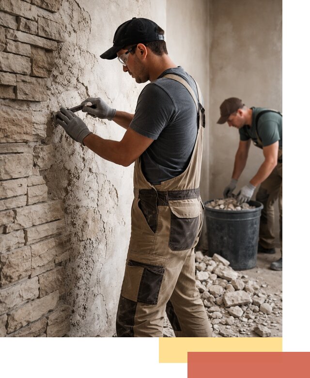 Демонтаж декоративного камня в Воткинске профессионально и безопасно