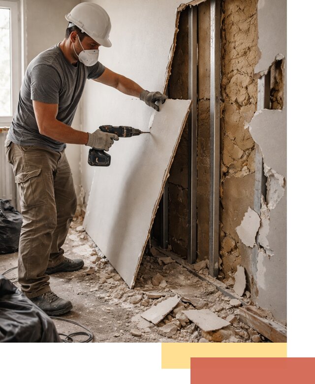 Демонтаж гипсокартона со стен в Воткинске качественно и быстро