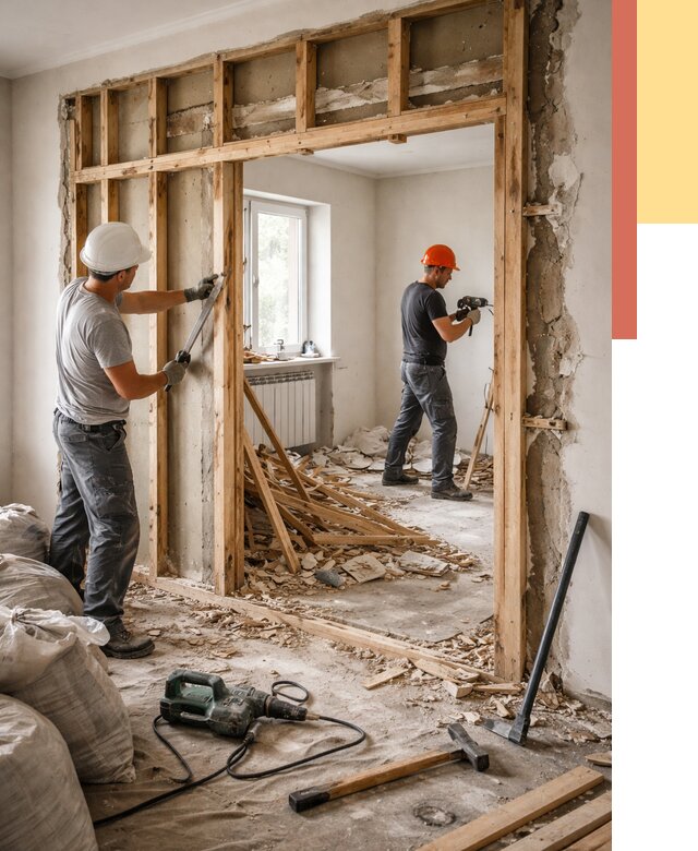 Демонтаж деревянных перегородок в Воткинске от 3315 руб. — быстро и недорого | ОТДЕЛОЧНИК-Втк