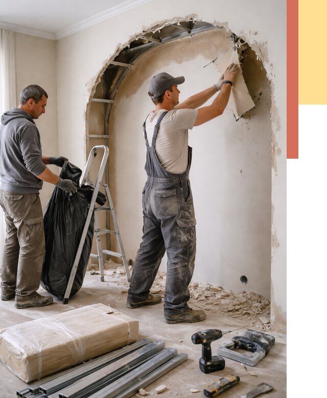 Демонтаж арки из гипсокартона в Воткинске от 3626 руб. — услуги под ключ | ОТДЕЛОЧНИК-Втк