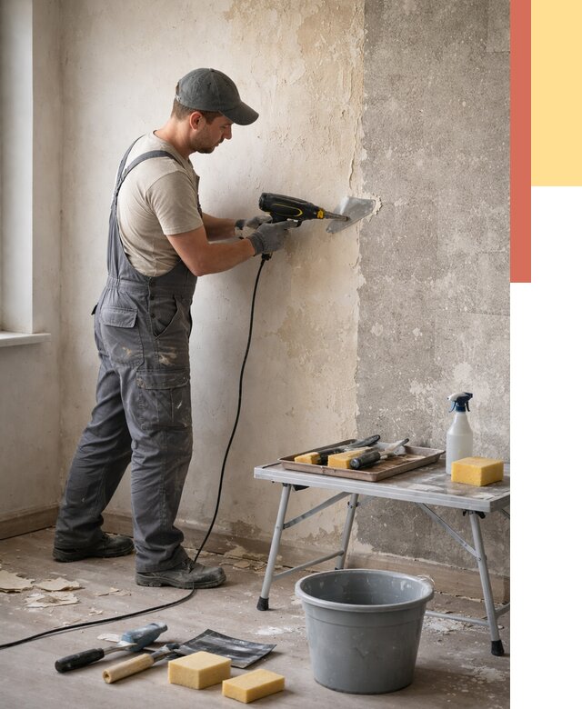 Очистка стен от клея в Воткинске от 1917 руб. — снятие и удаление клея со стен | ОТДЕЛОЧНИК-Втк