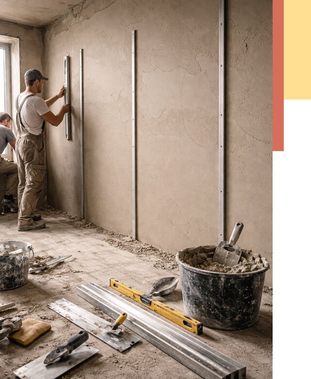 Штукатурка стен по маякам в Воткинске от 5698 руб./м² — выравнивание под ключ | ОТДЕЛОЧНИК-Втк