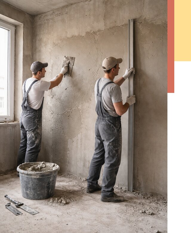 Штукатурка бетонных стен в Воткинске от 4662 руб/м² — качественно и быстро | ОТДЕЛОЧНИК-Втк