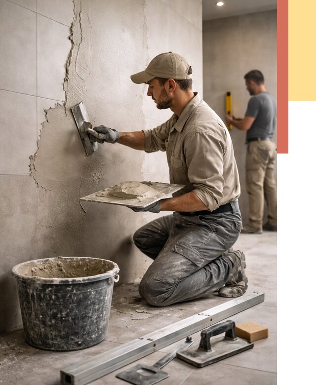 Штукатурка стен в ванной в Воткинске от 4662 руб./м² — выравнивание под ключ | ОТДЕЛОЧНИК-Втк