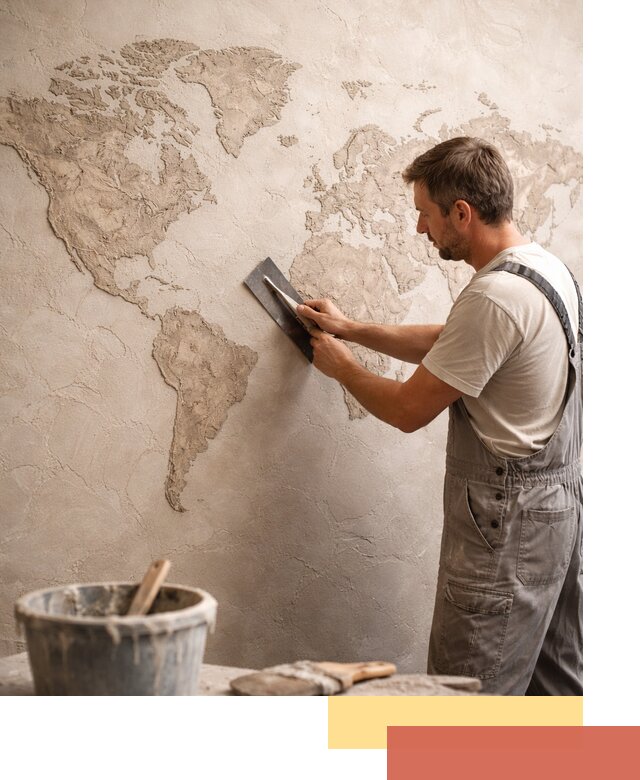 Декоративная штукатурка «Карта мира» под ключ в Воткинске