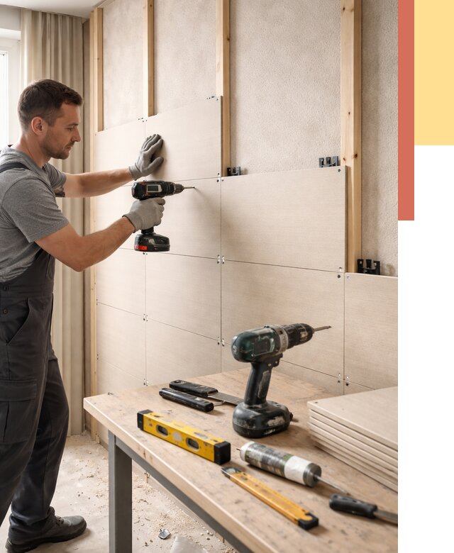 Монтаж МДФ панелей на стены в Воткинске от 1295 руб. под ключ | ОТДЕЛОЧНИК-Втк