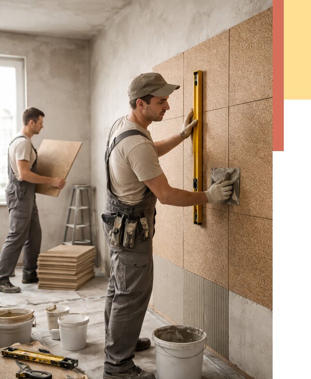 Монтаж пробковых панелей на стены в Воткинске от 3626 руб. — ОТДЕЛОЧНИК-Втк