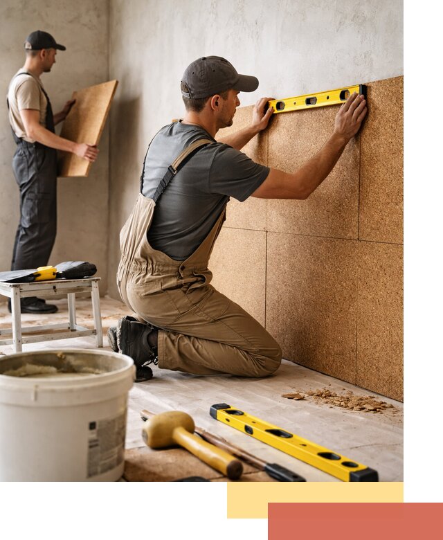 Монтаж пробковых панелей на стены в Воткинске быстро и качественно