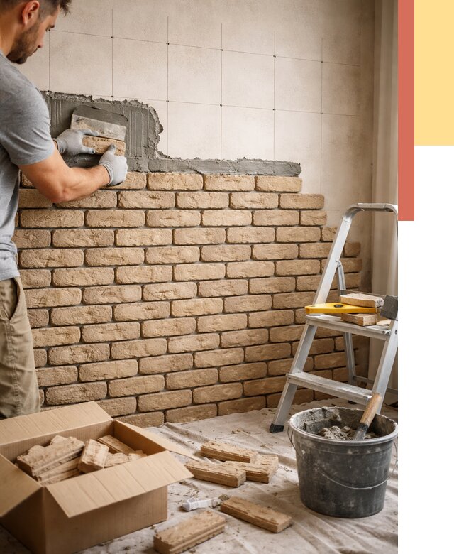 Монтаж декоративного кирпича в Воткинске от 3315 руб./м² — быстро и недорого | ОТДЕЛОЧНИК-Втк