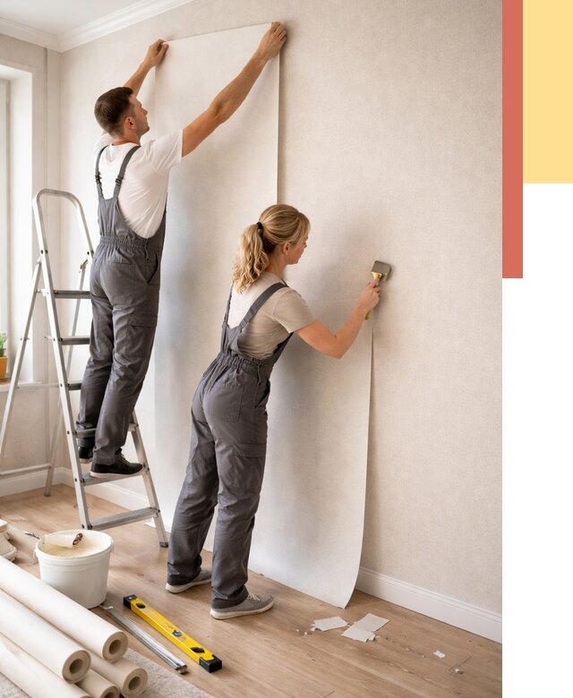 Поклейка флизелиновых обоев в Воткинске от 6216 руб. | Быстро и недорого — ОТДЕЛОЧНИК-Втк