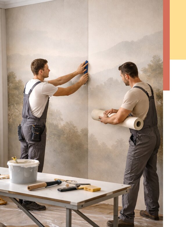 Поклейка фотообоев в Воткинске от 8806 руб/м² — быстро и недорого | ОТДЕЛОЧНИК-Втк