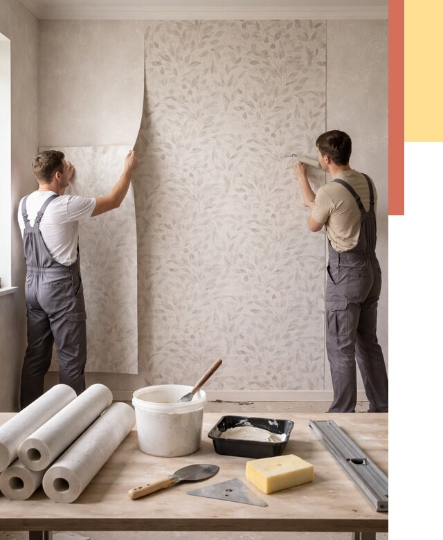 Поклейка обоев с подбором рисунка в Воткинске от 3626 руб. | ОТДЕЛОЧНИК-Втк - быстро и недорого