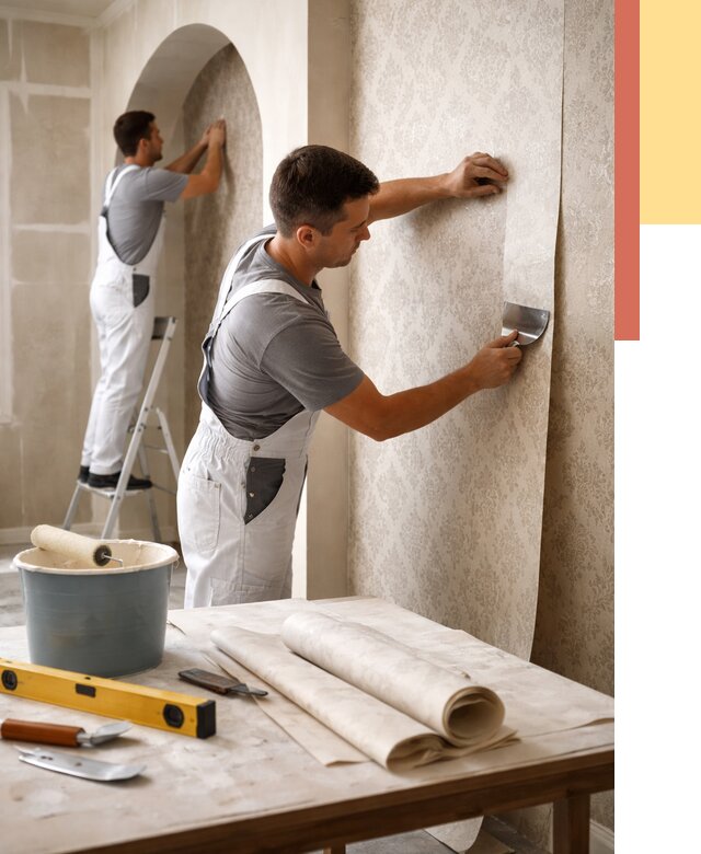 Поклейка обоев на сложные стены в Воткинске от 2901 руб. под ключ | ОТДЕЛОЧНИК-Втк