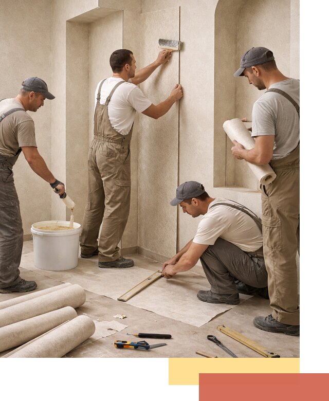 Поклейка обоев на сложные стены и неровные поверхности в Воткинске