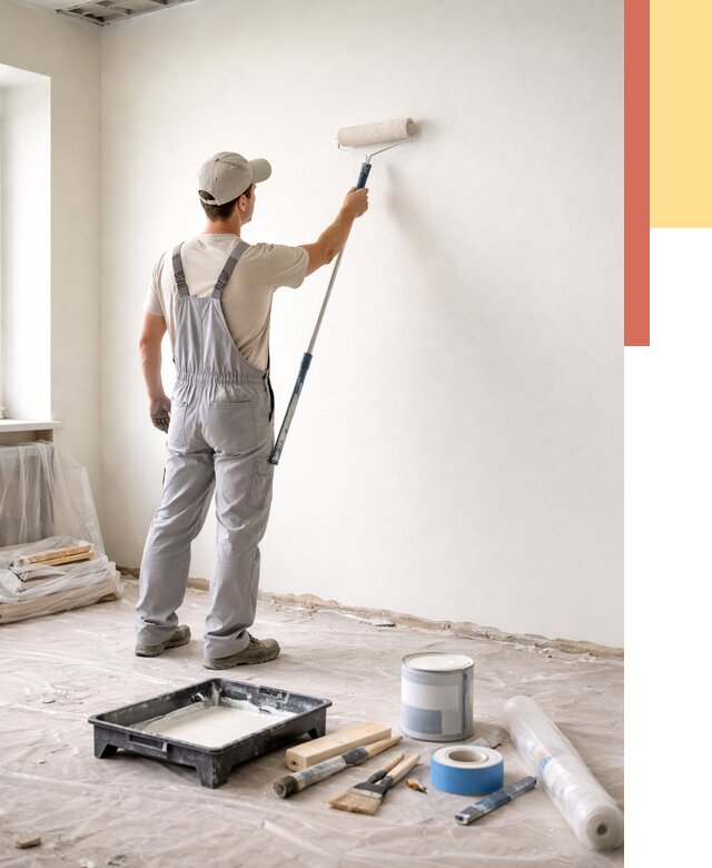 Покраска стен водоэмульсионной краской в Воткинске от 466 руб. за м² | ОТДЕЛОЧНИК-Втк