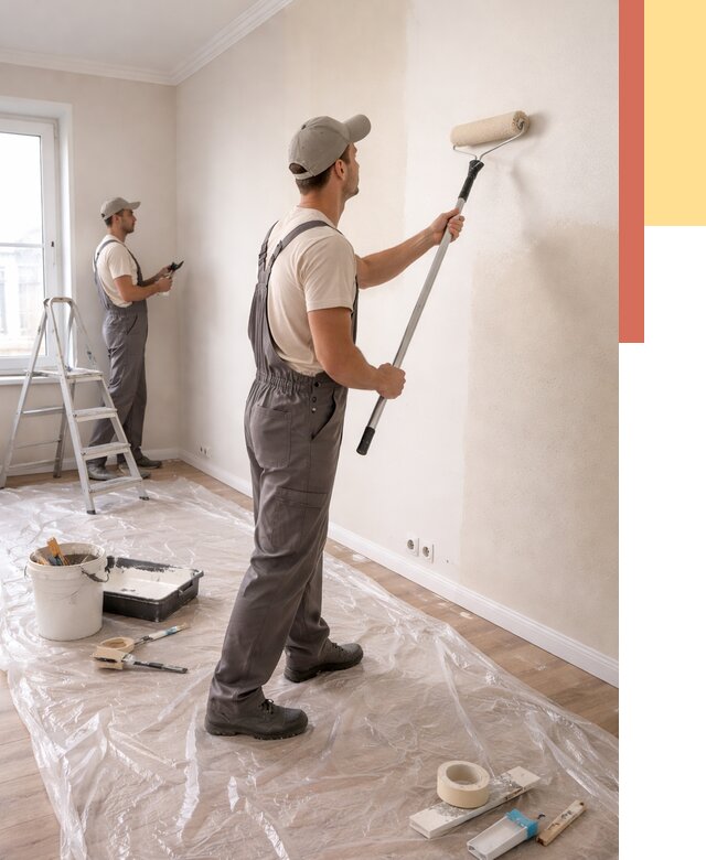 Покраска стен акриловой краской в Воткинске от 3626 руб./м² — быстро и недорого | ОТДЕЛОЧНИК-Втк