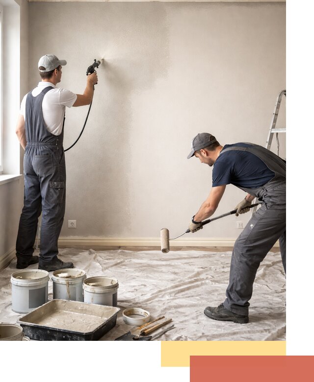 Покраска стен моющейся краской и защита поверхностей в Воткинске