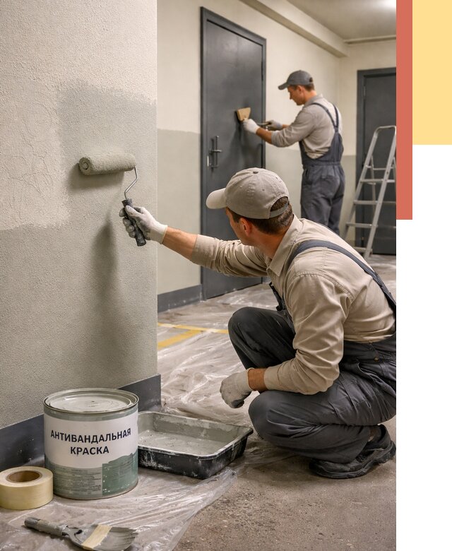 Покраска стен антивандальной краской в Воткинске от 4662 руб./м² под ключ | ОТДЕЛОЧНИК-Втк