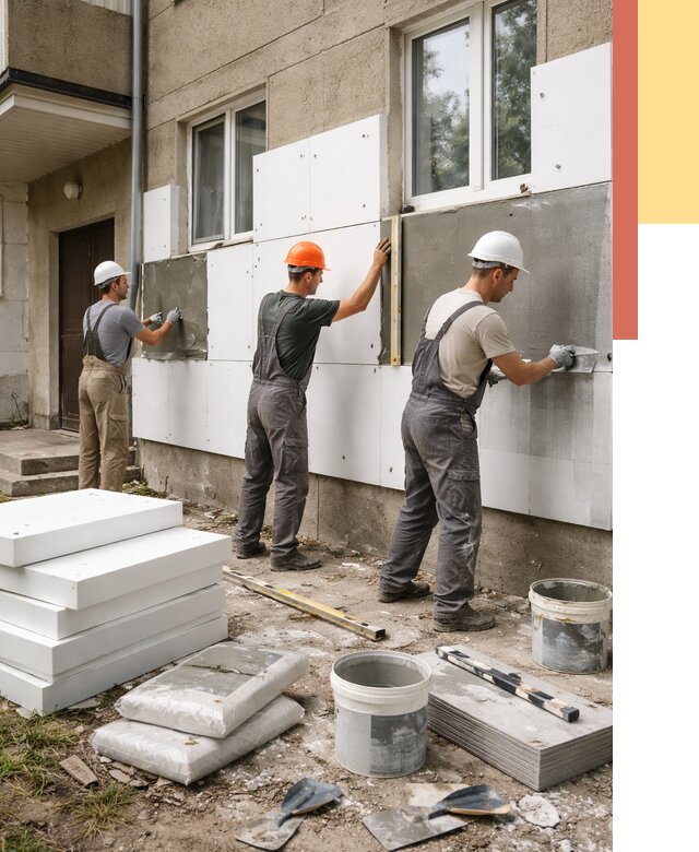 Утепление стен пенопластом в Воткинске от 1813 руб. — недорого и под ключ | ОТДЕЛОЧНИК-Втк