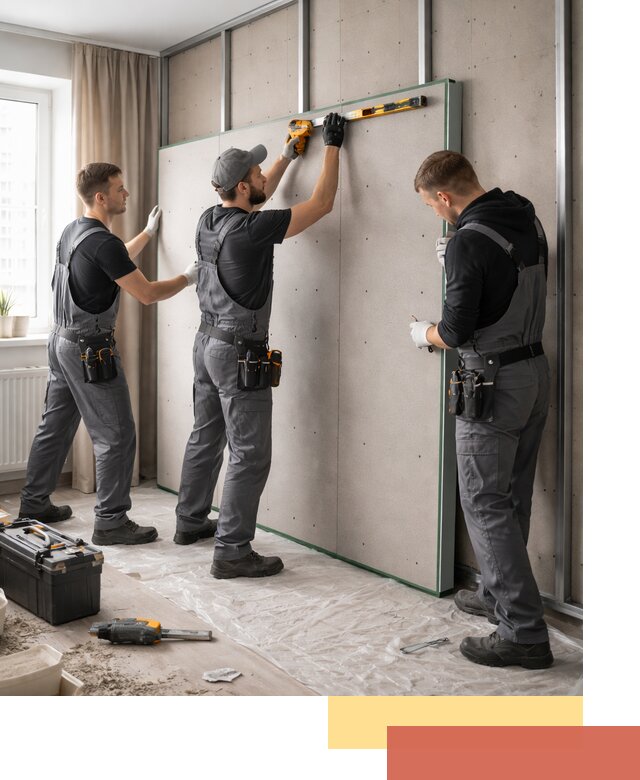 Шумоизоляция стен панелями ЗИПС в Воткинске для жилых и коммерческих помещений