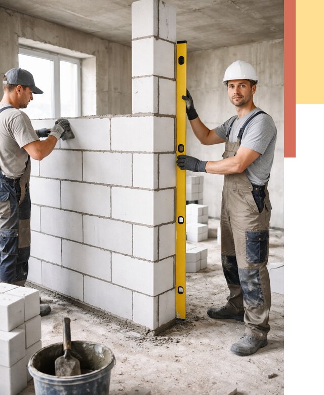 Кладка перегородок из пеноблока в Воткинске от 1865 руб. под ключ | ОТДЕЛОЧНИК-Втк