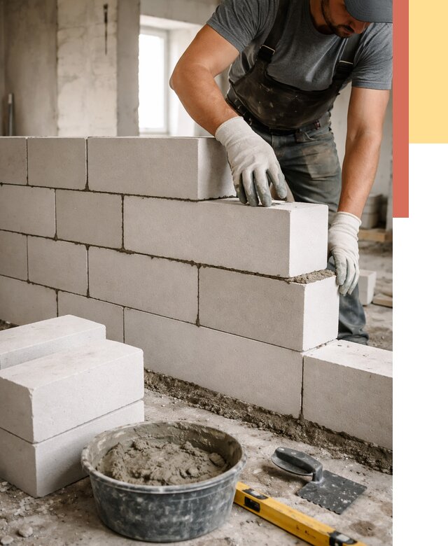 Кладка перегородок из силикатного блока в Воткинске от 4144 руб. под ключ | ОТДЕЛОЧНИК-Втк