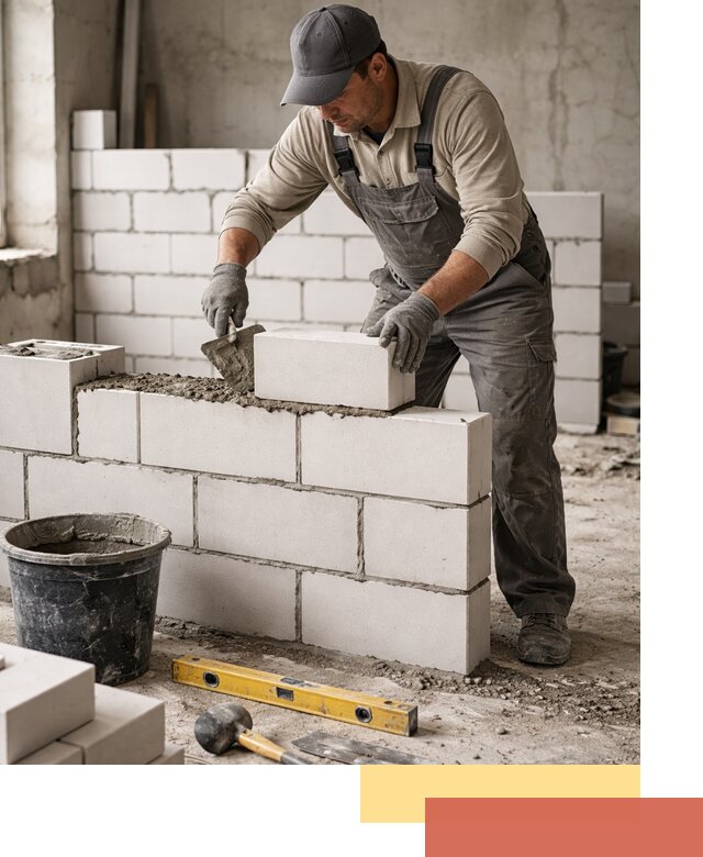 Кладка перегородок из силикатного блока в Воткинске