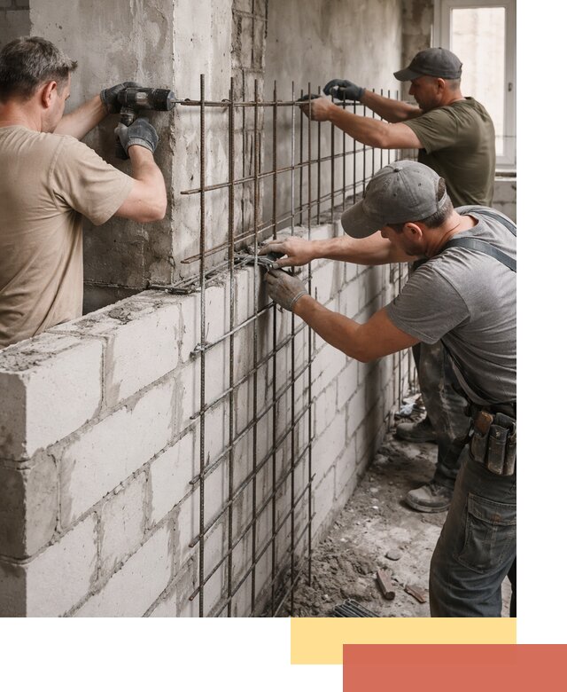 Армирование кладки перегородок в Воткинске профессионально и надёжно