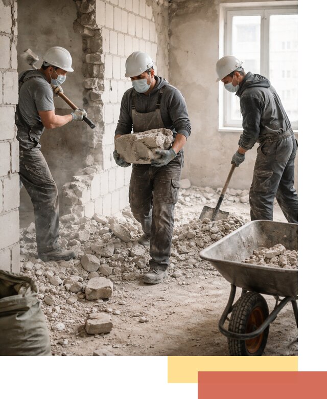 Демонтаж блочных перегородок в Воткинске быстро и аккуратно