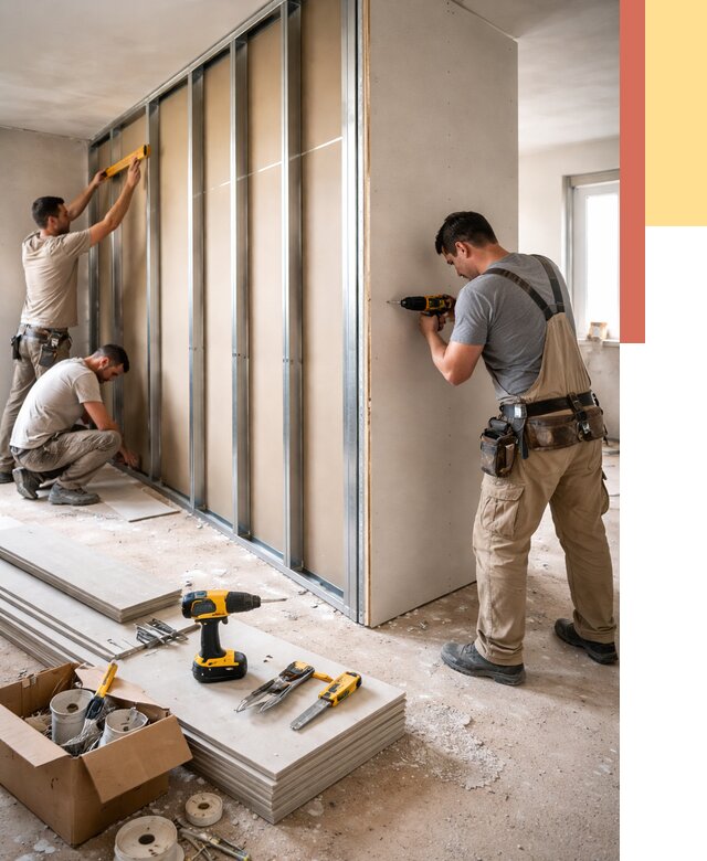 Монтаж однослойной перегородки из гипсокартона в Воткинске от 673 руб. | ОТДЕЛОЧНИК-Втк