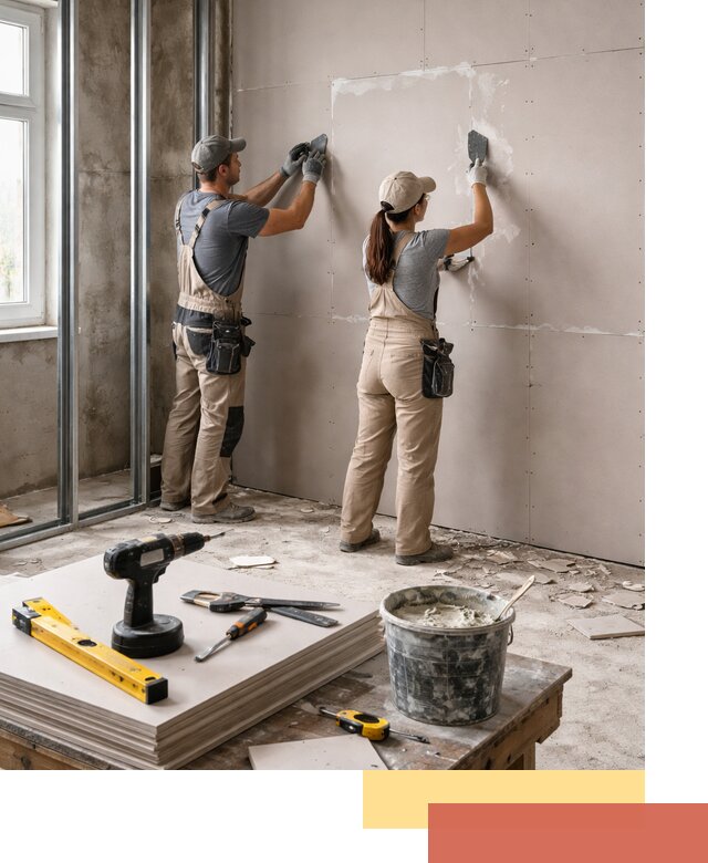 Монтаж двухслойной перегородки из гипсокартона в Воткинске