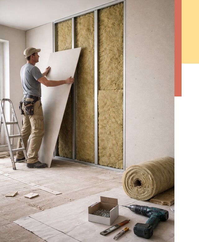 Перегородка из гипсокартона с шумоизоляцией в Воткинске от 3232 руб. | ОТДЕЛОЧНИК-Втк