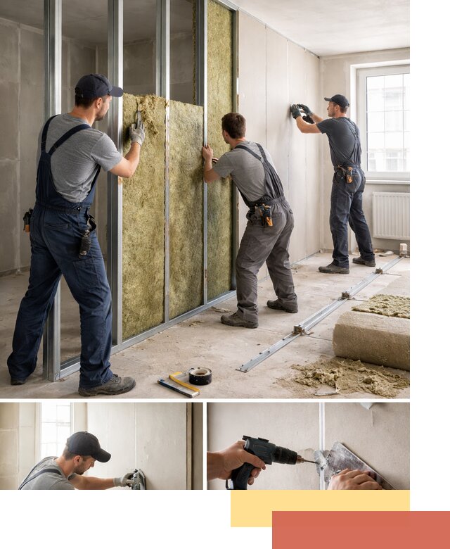 Перегородка из гипсокартона с шумоизоляцией в Воткинске — монтаж под ключ