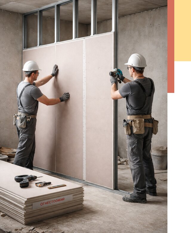 Перегородка из огнестойкого гипсокартона в Воткинске от 1917 руб. под ключ | ОТДЕЛОЧНИК-Втк