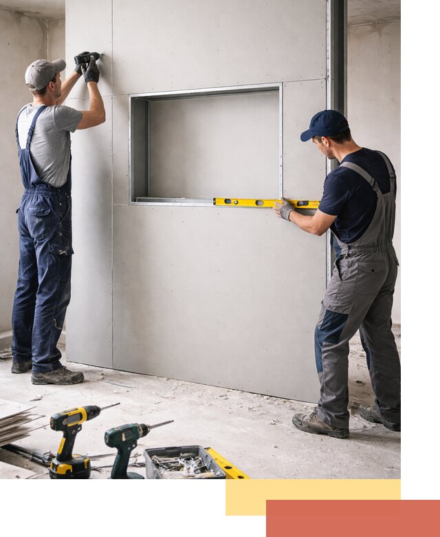 Перегородка из гипсокартона с нишей под декор в Воткинске