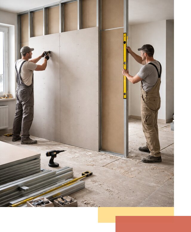 Зонирующая перегородка из гипсокартона под ключ в Воткинске