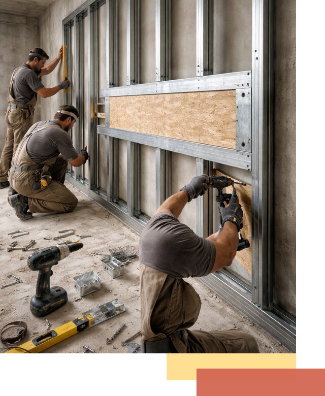 Усиленная перегородка для крепления тяжёлых конструкций в Воткинске