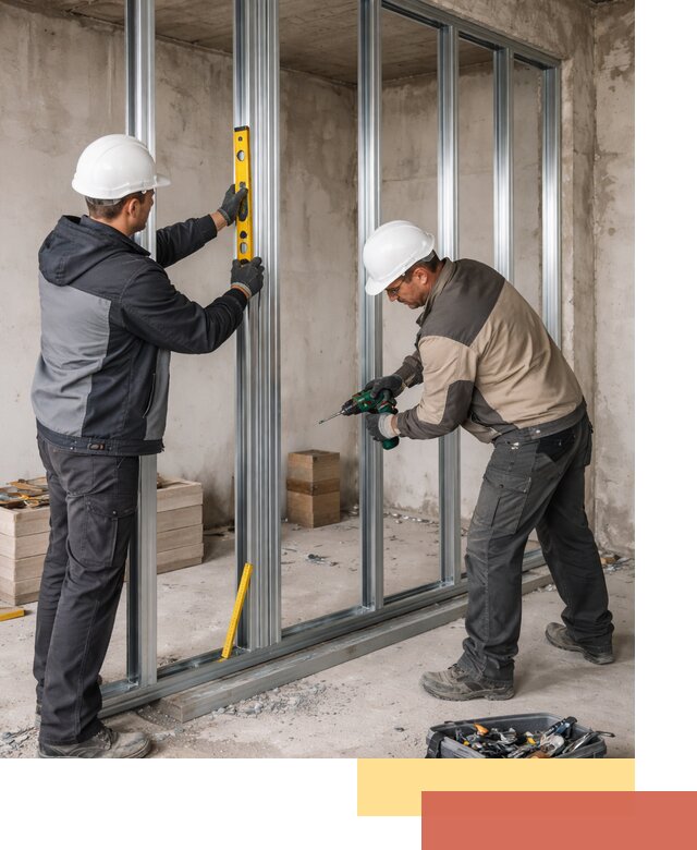 Монтаж каркаса перегородки из профиля в Воткинске