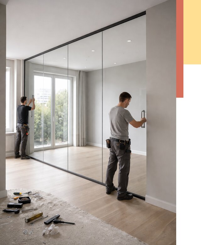 Изготовление стеклянных перегородок в Воткинске от 12795 руб. под ключ | ОТДЕЛОЧНИК-Втк