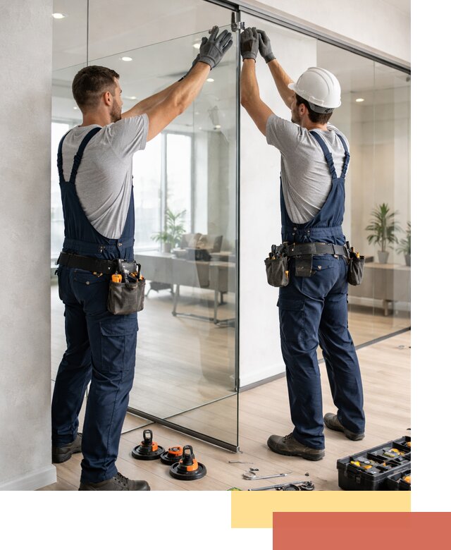 Безрамные стеклянные перегородки под ключ в Воткинске