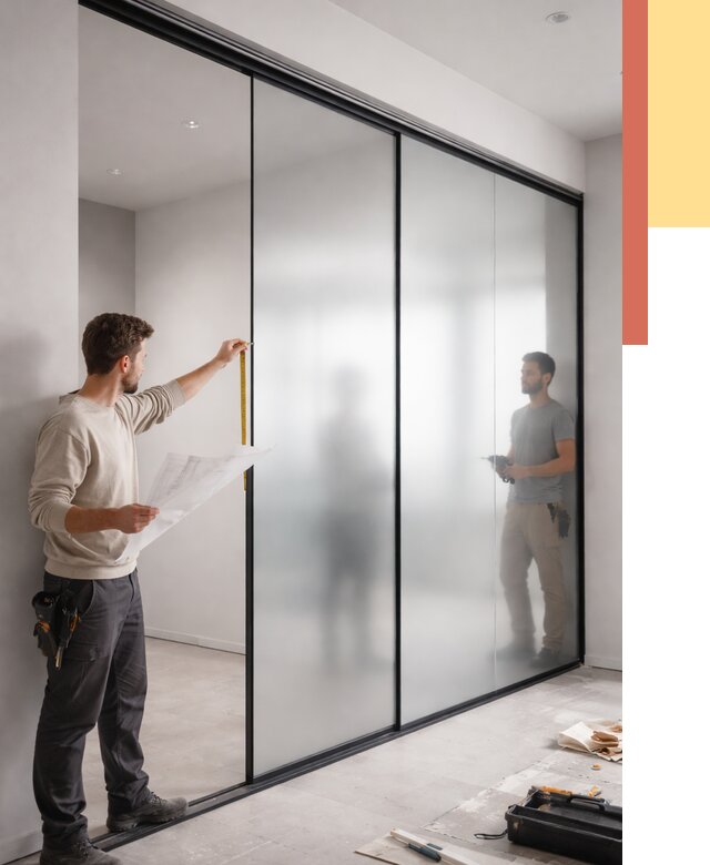 Матовые стеклянные перегородки в Воткинске от 8806 руб. — монтаж и установка | ОТДЕЛОЧНИК-Втк