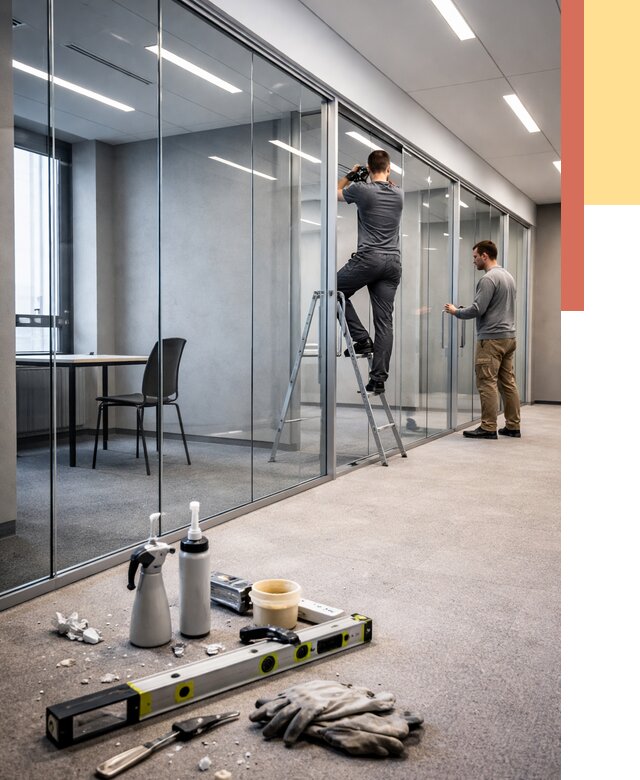 Стеклянные офисные перегородки в Воткинске от 8806 руб. — монтаж и установка | ОТДЕЛОЧНИК-Втк