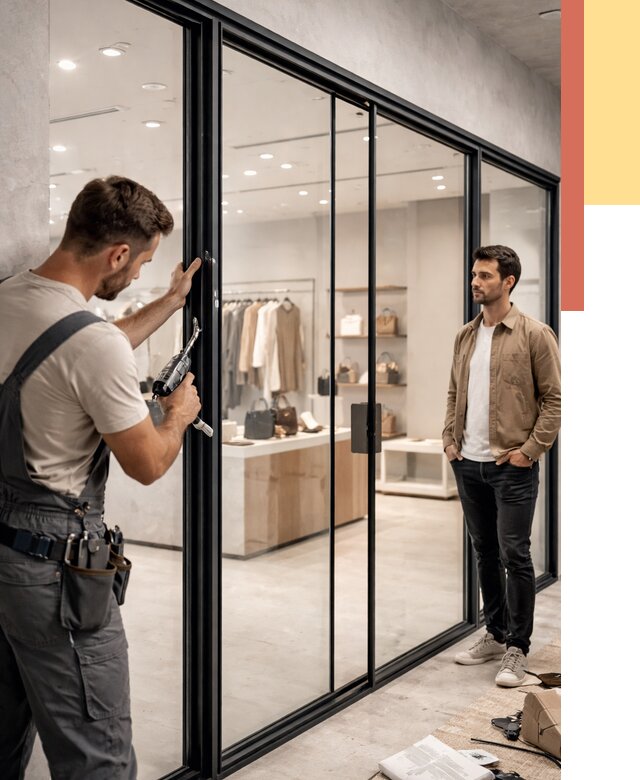 Стеклянные перегородки для магазинов в Воткинске от 8495 руб. под ключ | ОТДЕЛОЧНИК-Втк