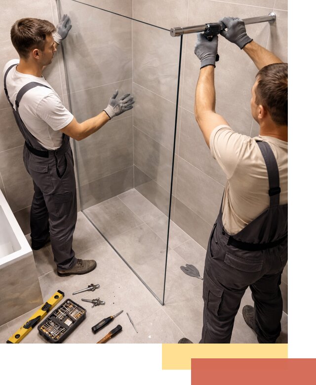 Стеклянные перегородки для душа в Воткинске — изготовление и монтаж