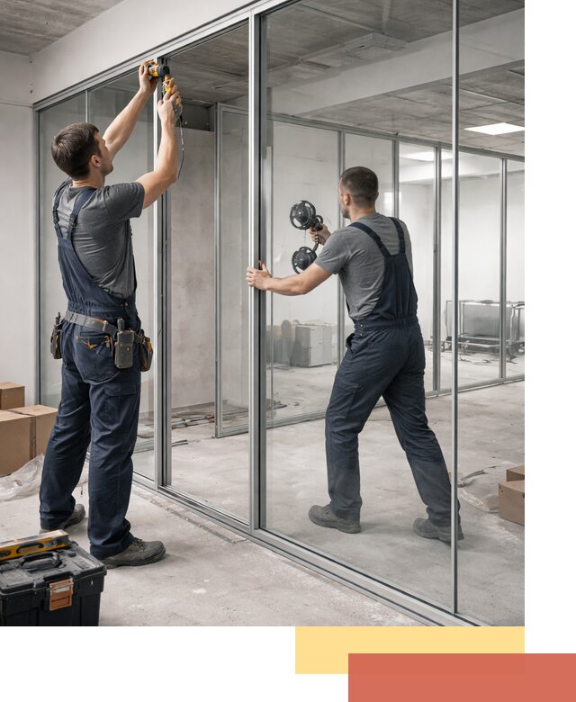 Алюминиевые перегородки со стеклом в Воткинске — изготовление и монтаж