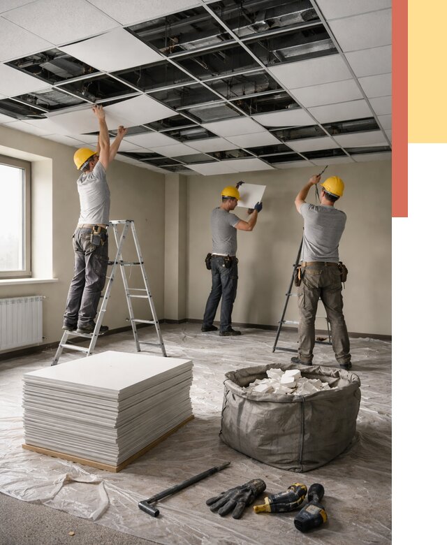 Демонтаж потолка Армстронг в Воткинске от 4662 руб. быстро и недорого | ОТДЕЛОЧНИК-Втк