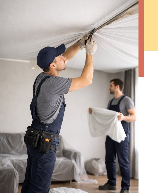 Демонтаж натяжного потолка в Воткинске от 4662 руб. — снятие и разбор под ключ | ОТДЕЛОЧНИК-Втк