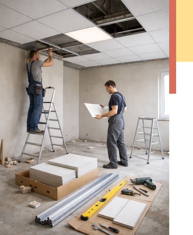 Монтаж потолка армстронг в Воткинске от 4662 руб/м2 — быстрая установка под ключ | ОТДЕЛОЧНИК-Втк